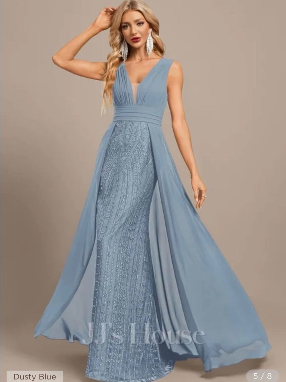 JJ House MOB/MOG Long Dress
Trumpet/Mermaid V-Neck Floor-Length Lace Chiffon Seq